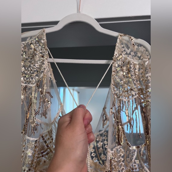 Gold sequin maternity maxi dress! Worn once. - Picture 4 of 8